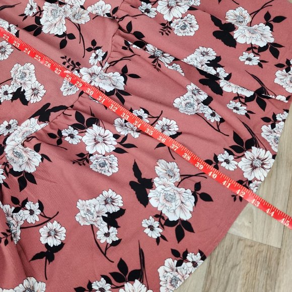 Lapis & Lillies Womens Size Large Off the Shoulder Pink Floral Tiered Midi Dress - Picture 12 of 13